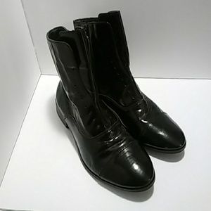 Patent leather combat boots