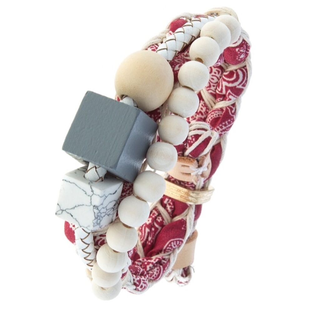 Red Bandana Chunky Junky Bracelet