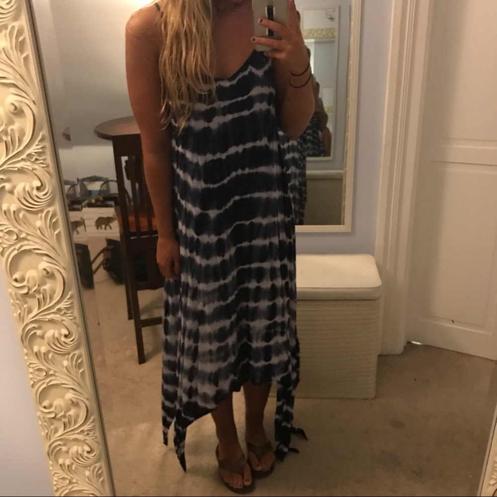Asymmetrical Navy Tie Dye Dress