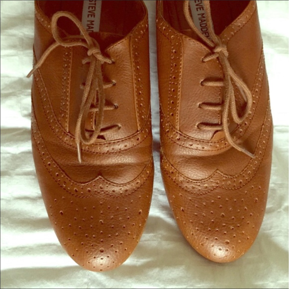 Brown Faux Leather Oxfords