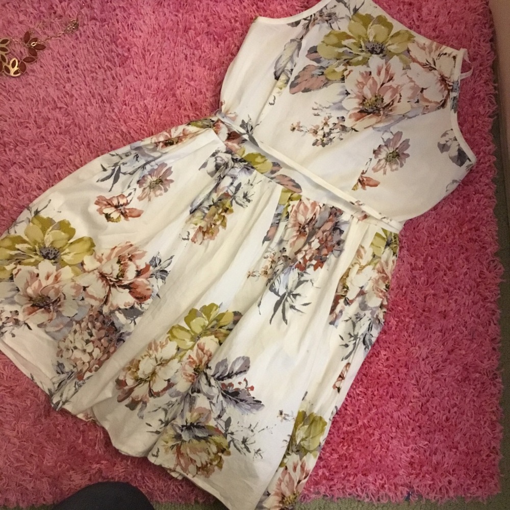 White floral bib dress