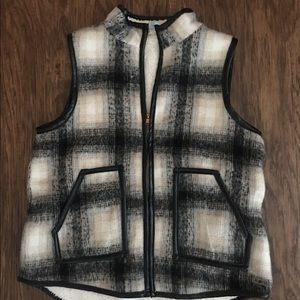 NWOT She + Sky Plaid Black, White & Beige Vest