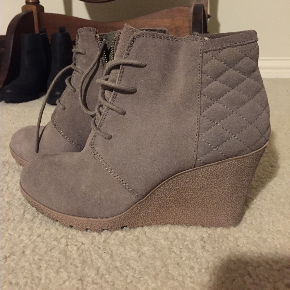 Taupe Wedge Booties