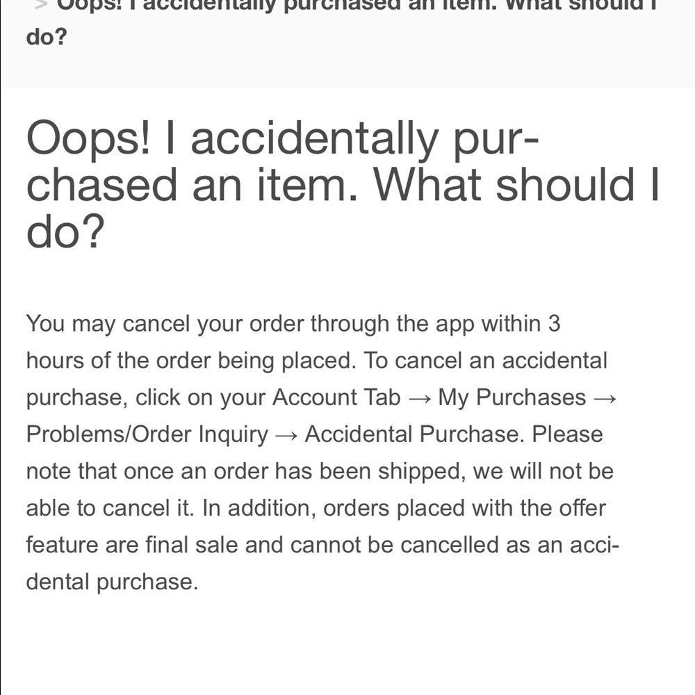 Info on cancel