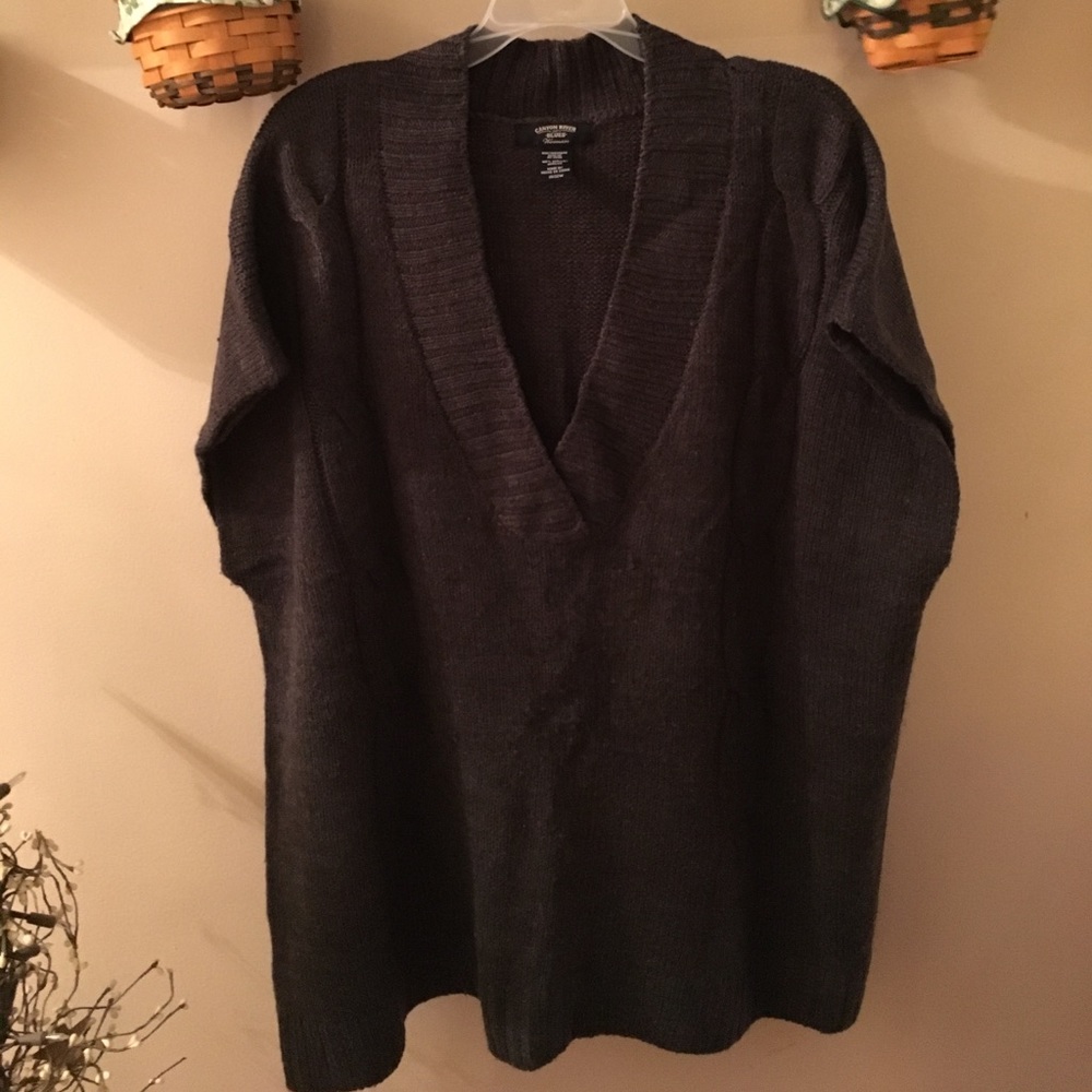 Sleeveless Heavyweight Knit Charcoal Tunic