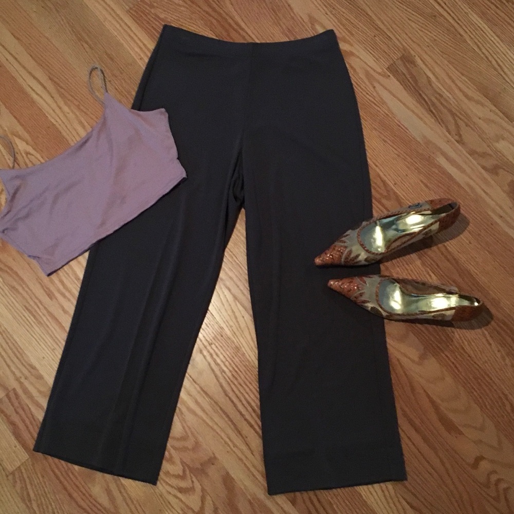DKNY DEEP TAN SILKY, LOOSE FIT CAPRI PANTS