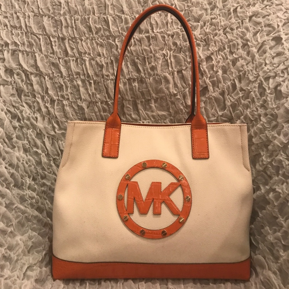 Michael Kors two toned orange/cream handbag!!