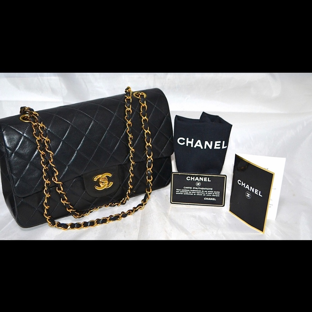 Authentic CHANEL 2.55 Black Lambskin Medium - Picture 1 of 6