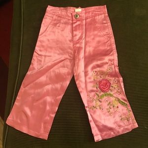 Pink satin child size 4 embroidered dressy pants