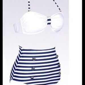 High waisted pin up style bathing suit