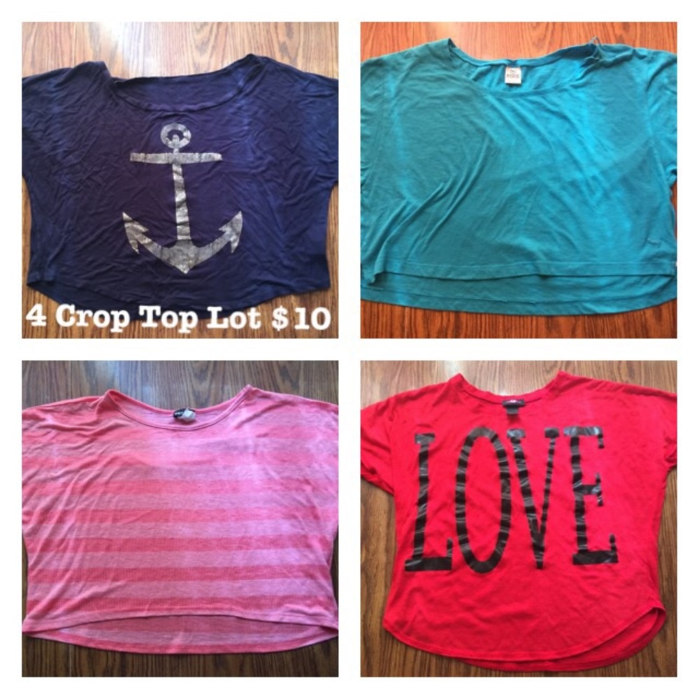4 Crop Tops/Slouchy Shirts Size Small Lot Bundle