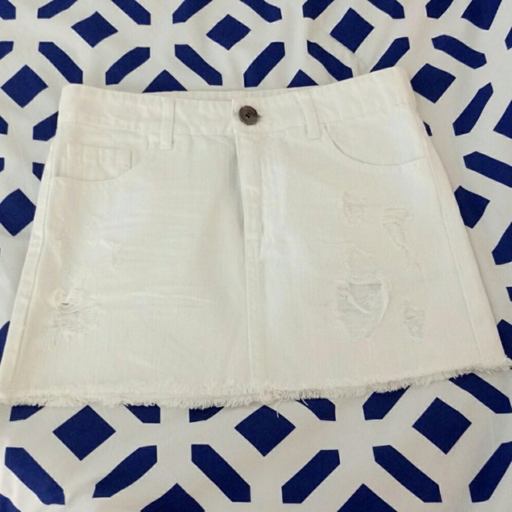 never worn white denim mini skirt