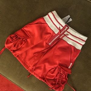 Red satin skirt w/ knit waistband. European. 4 yrs
