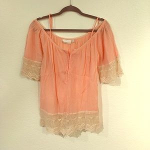 Off the shoulder pink short sleeve top