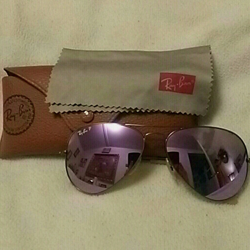Ray Bans purple polarized lens aviators