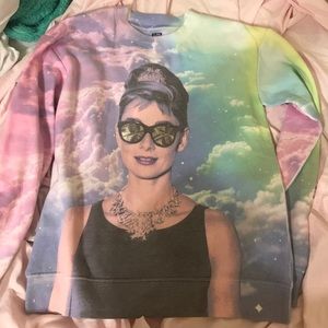 Audrey Hepburn sweatshirt money glasses
