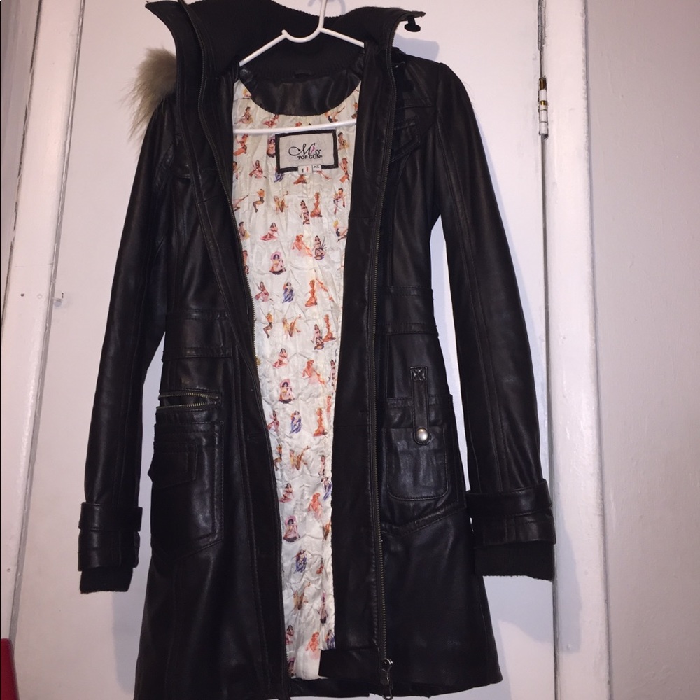 Leather winter coat