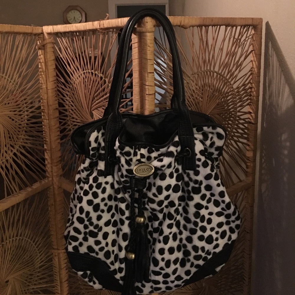 Cow print DG bag-leather straps