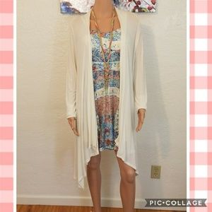 White Asymmetrical Long Cardigan