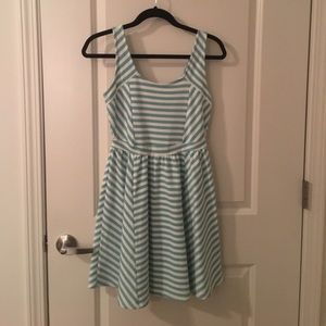 Turquoise and white striped dress