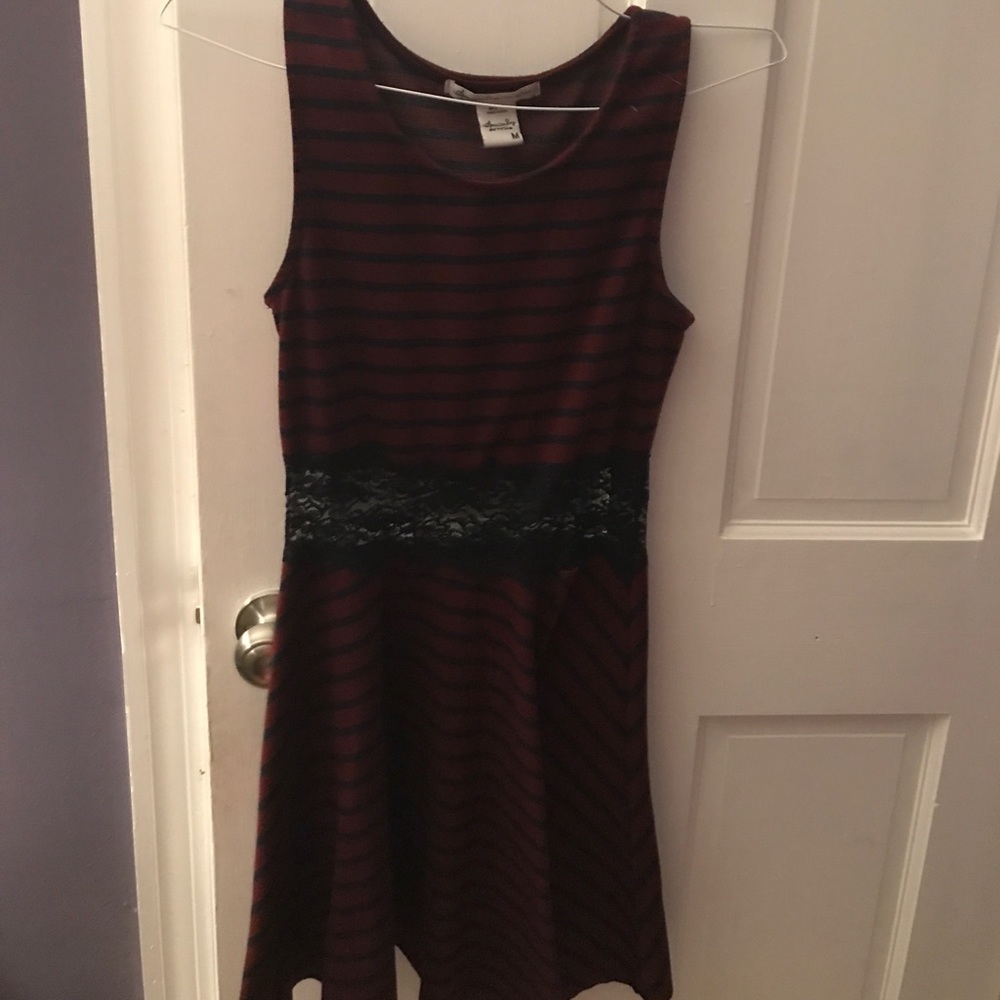 Navy blue and maroon stripped dress