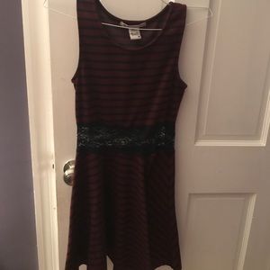 Navy blue and maroon stripped dress