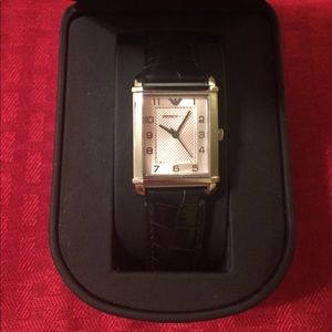 Armani Watch- Black Leather Strap