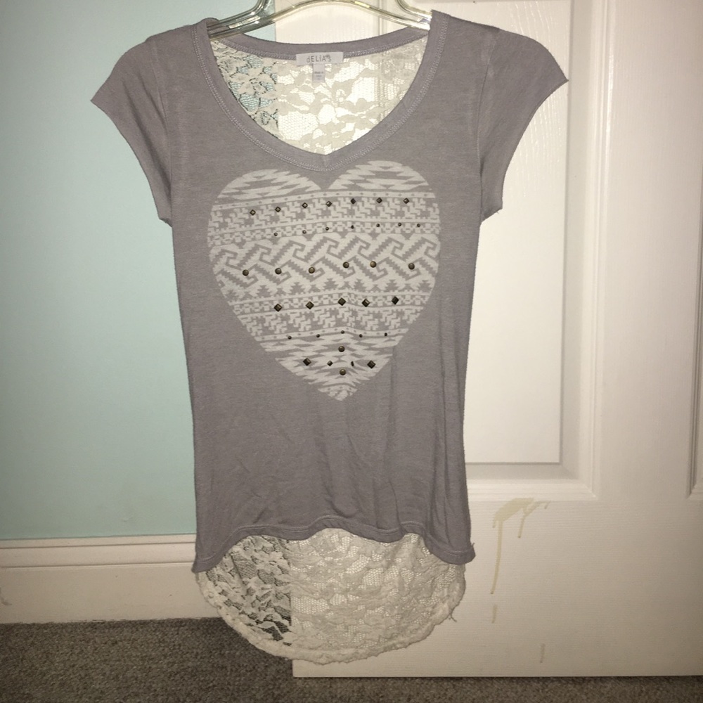 dELiA's lace-back heart tee