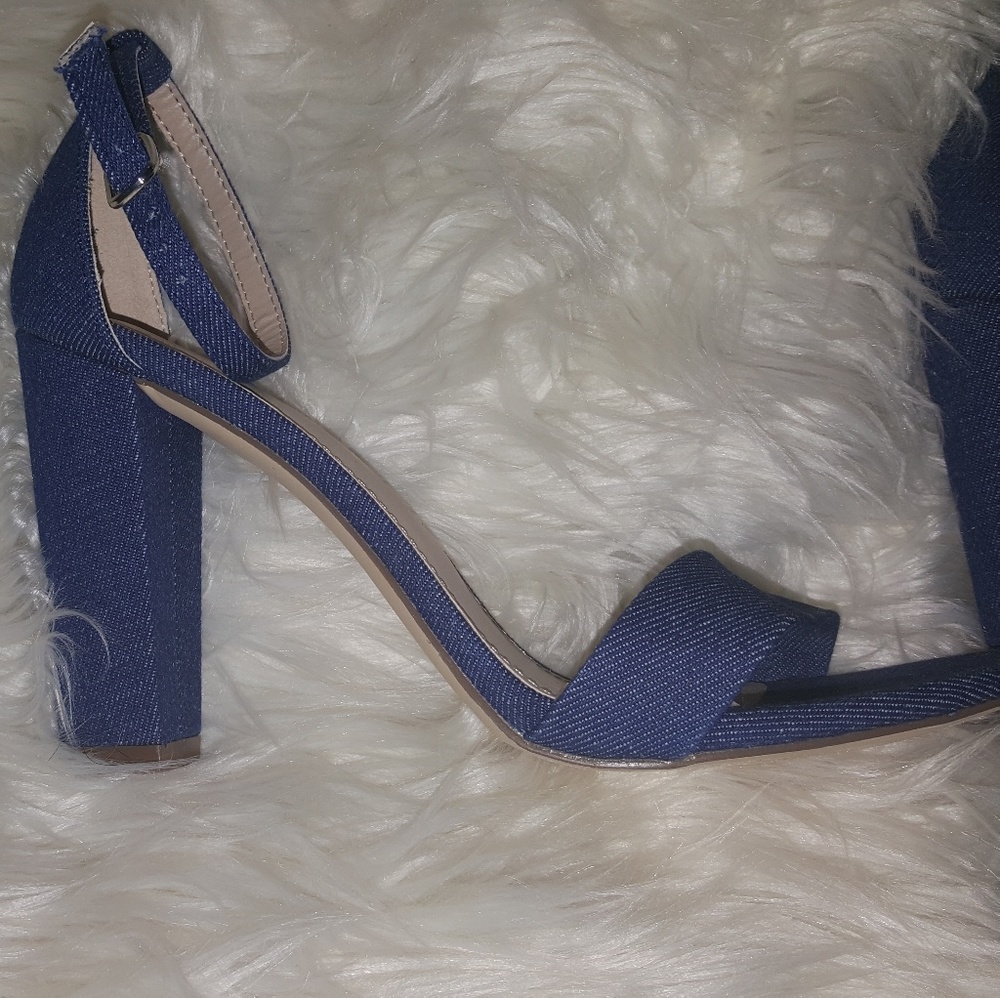 Denim Block Heels