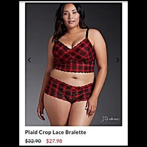 NWT plaid crop lace bralette
