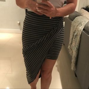 Asymmetrical grey and black skirt