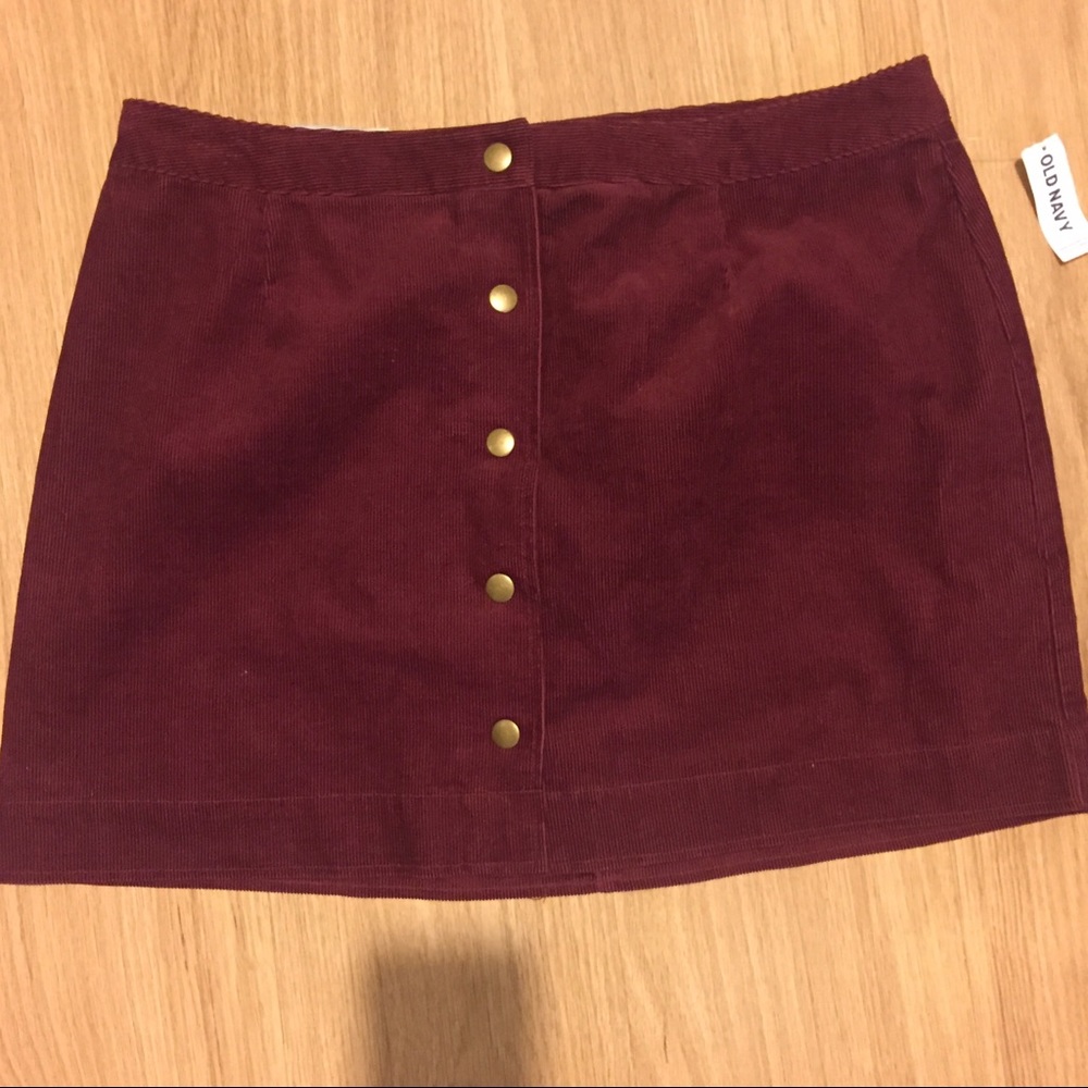 Corduroy front button skirt