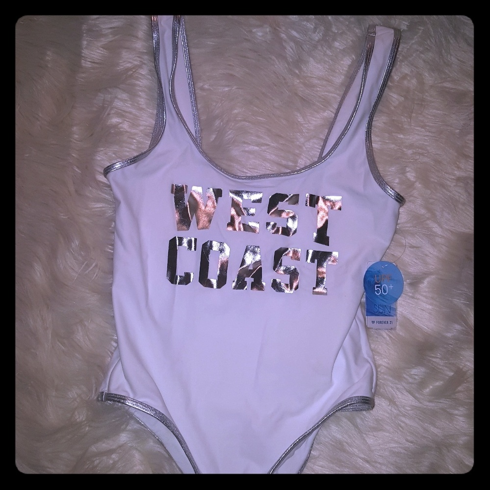 White one piece bathing suit