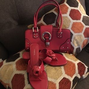 Candy apple red Prada with black trim used once