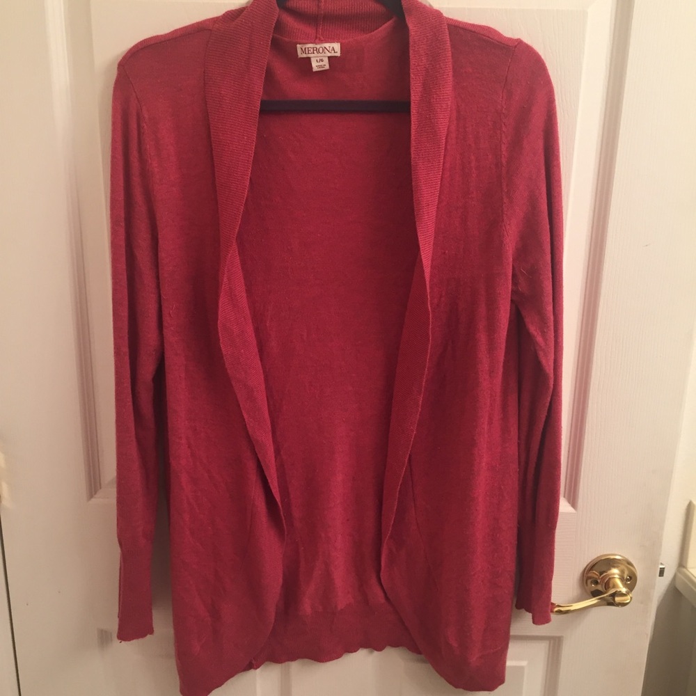RED KNIT CARDIGAN