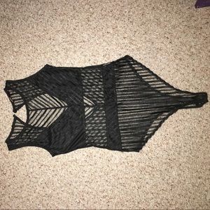 Black see-through mesh leotard