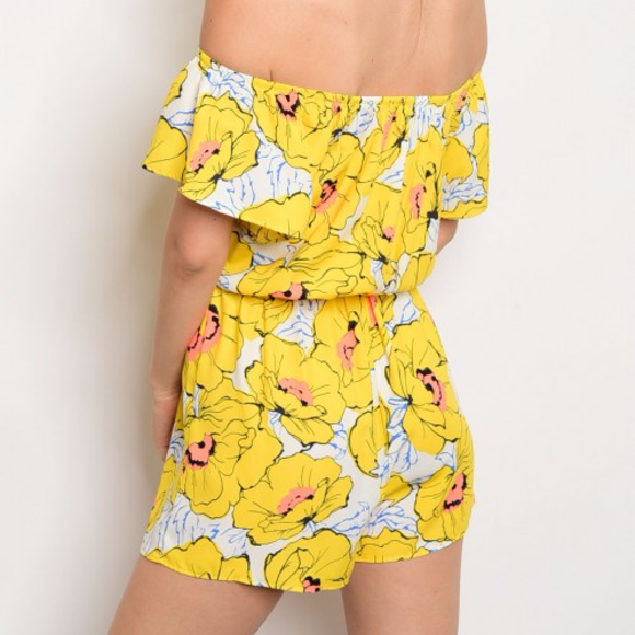 ROMPER Yellow Floral Romper women womens pants - Picture 2 of 2