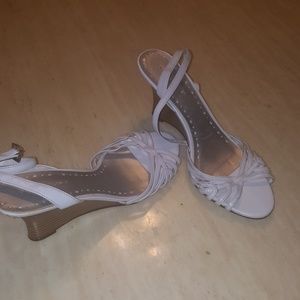 White leather wedges