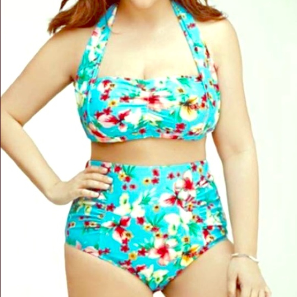 Forever21 tropical high waisted suit. 3x