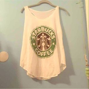 a white tank top with the Starbucks symbol