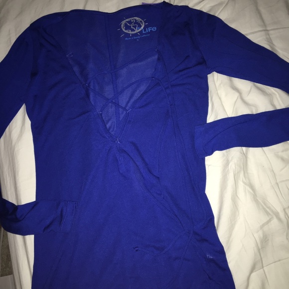 Planet Blue Life Lace-Up Material Girl Top Shirt S - Picture 2 of 4