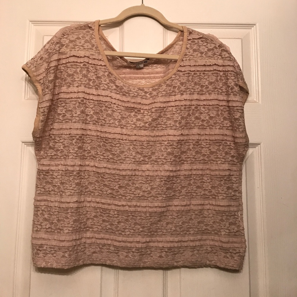 Forever 21 short sleeve lace blouse, size L