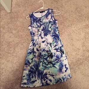 Blue water color pleaded top flowy bottom