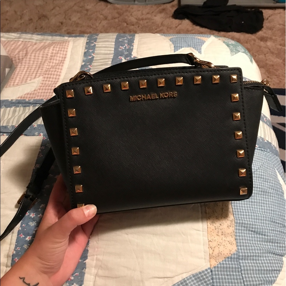 Michael kors studded cross body purse