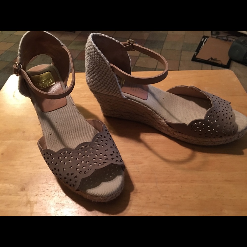 Two tone espadrille wedges