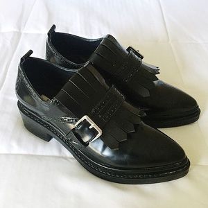 ZARA Fringed Penny Loafers Black