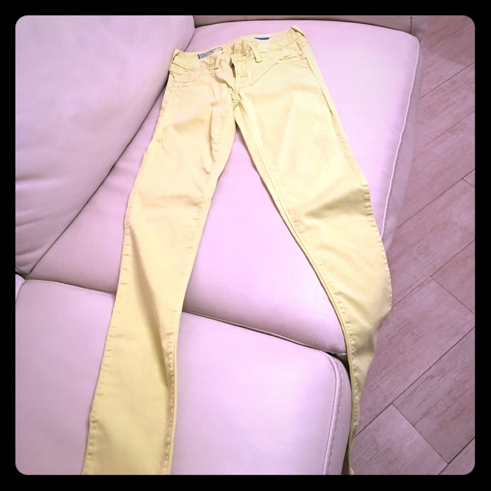 Light lime green skinny jeans