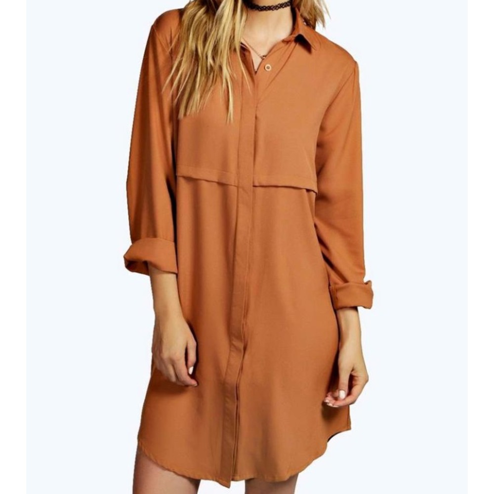 Double Placket Woven Shirt Dress