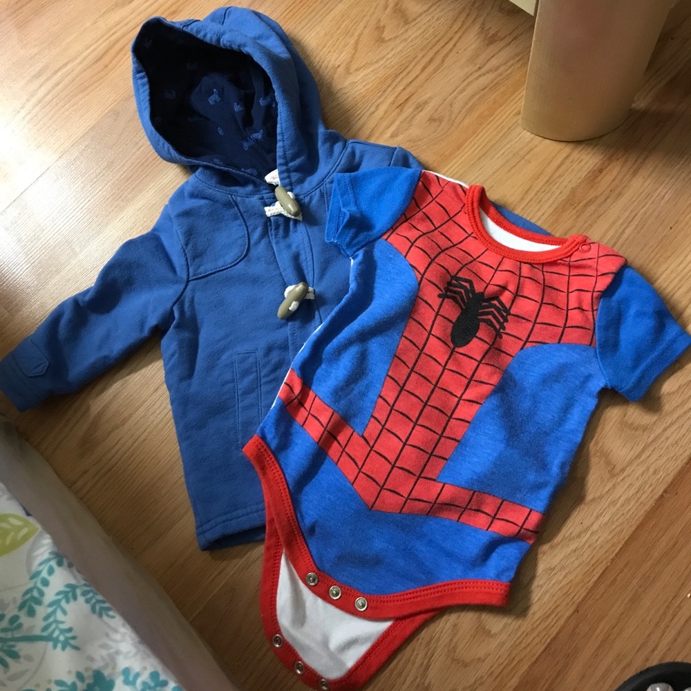 😊 Cat and jack jacket and spidey onesie