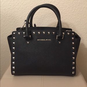 Michael Kors Selma Studded Leather Medium Bag.